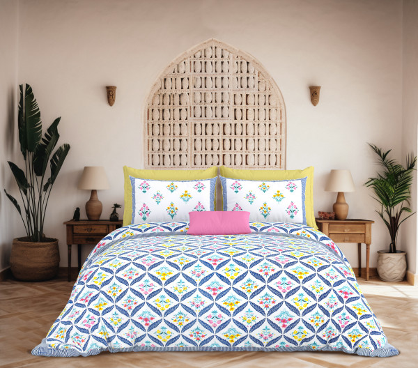 JAIPURI Double Bedsheet 100% Pure Cotton 180 TC Bedsheeet With Two Pillow Cover Set of 18 Bedsheet