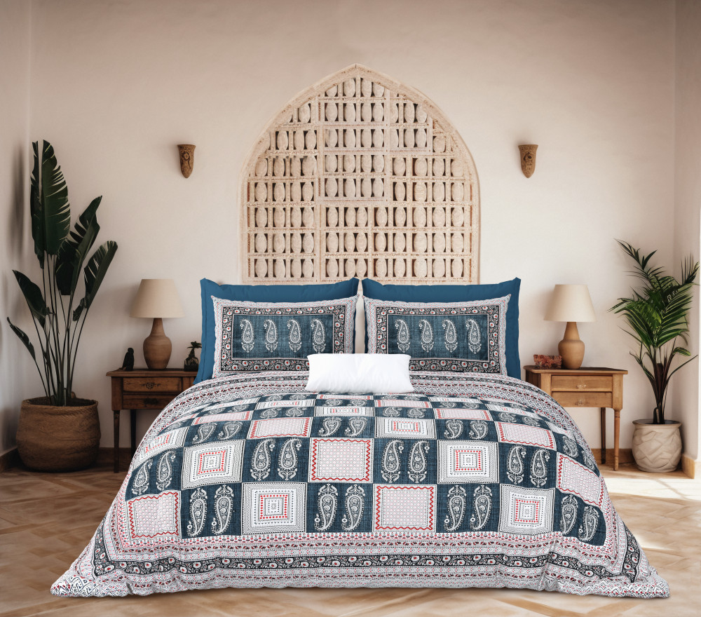 Image of JAIPURI Double Bedsheet 100% Pure Cotton 144 TC Bedsheeet With Two Pillow Cover Set