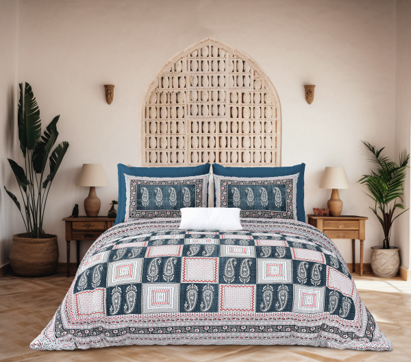 JAIPURI Double Bedsheet 100% Pure Cotton 144 TC Bedsheeet With Two Pillow Cover Set
