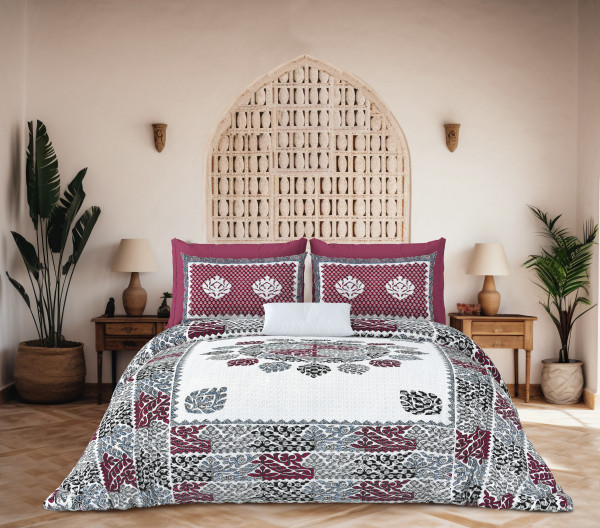 JAIPURI Double Bedsheet 100% Pure Cotton 144 TC Bedsheeet With Two Pillow Cover Set