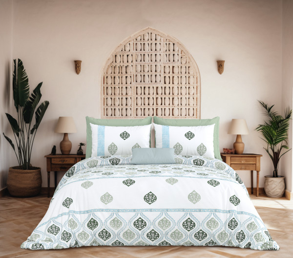 KARIGARI 100% PURE COTTON 210 TC HANDBLOCK KING SIZE BEDSHEET WITH 2 PILLOW COVER SET