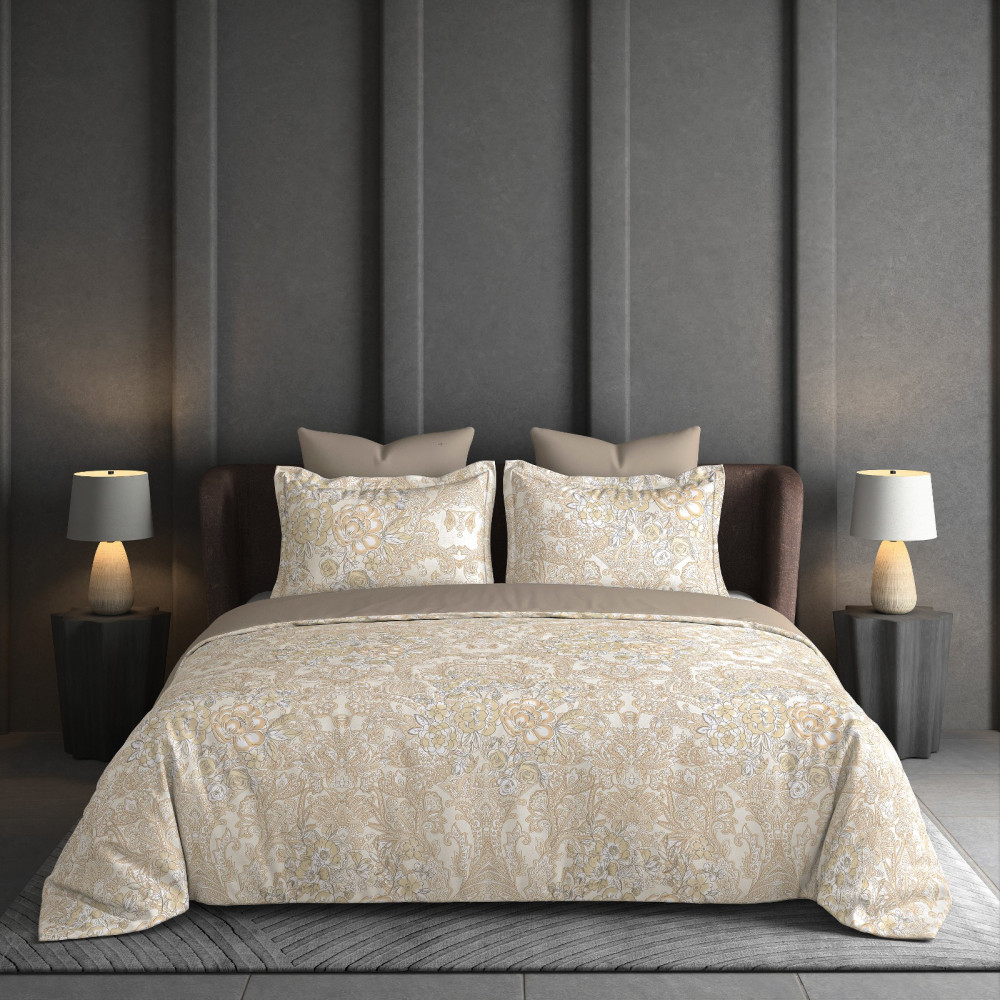 Image of NAYAB 100% PURE COTTON 300 TC KING SIZE BEDSHEET WITH 2 PILLOW COVER SET