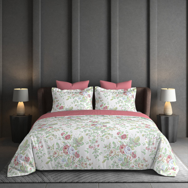 NAYAB 100% PURE COTTON 300 TC KING SIZE BEDSHEET WITH 2 PILLOW COVER SET