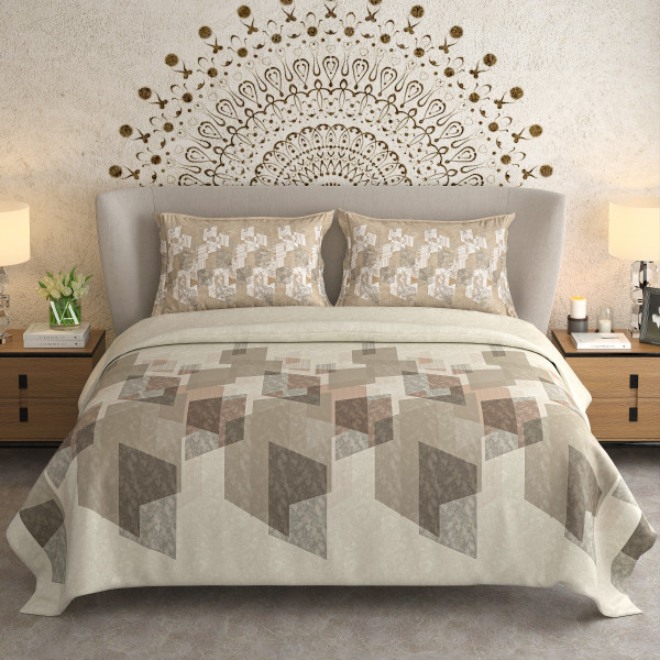 NAYAB 100% PURE COTTON 300 TC KING SIZE BEDSHEET WITH 2 PILLOW COVER SET