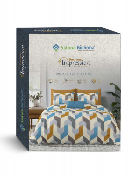 PREMIUM IMPRESSION Double Bedsheet Bedsheeet With Two Pillow Cover Set of 18 Bedsheet