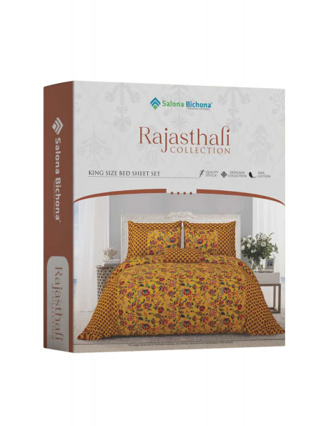 Rajasthali King Size Bedsheet 100% Pure Cotton Bedsheeet With Two Pillow Cover Set of 18 Bedsheet