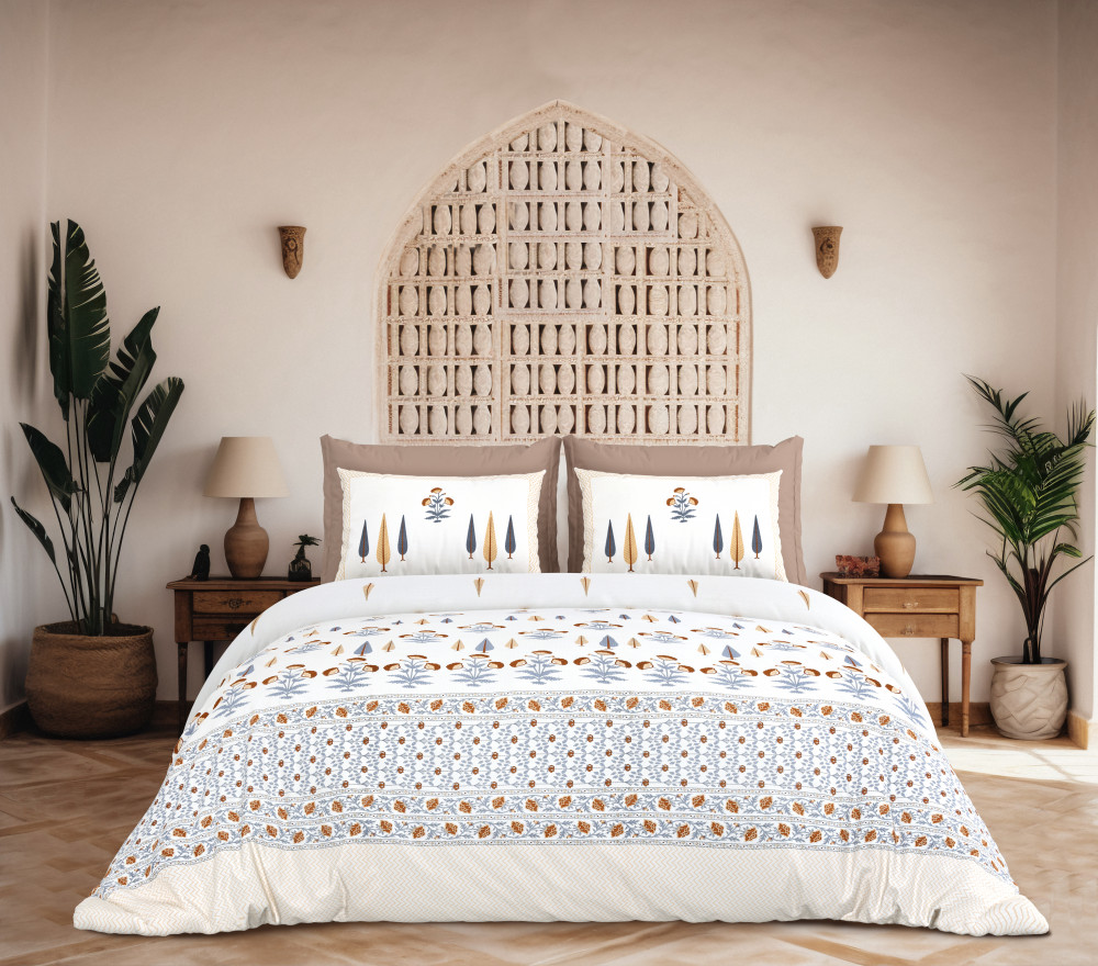 Image of Rajwada Floral Print 100% Cotton King Size Bedsheet With Two Pillow Cover Set