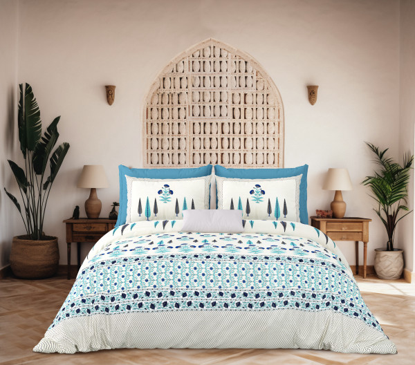 Rajwada Floral Print 100% Cotton King Size Bedsheet With Two Pillow Cover Set