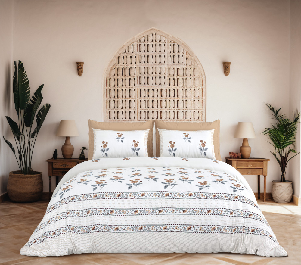 Rajwada Floral Print 100% Cotton King Size Bedsheet With Two Pillow Cover Set of 18 PC