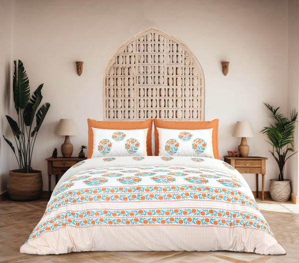 Rajwada Floral Print 100% Cotton King Size Bedsheet With Two Pillow Cover Set of 18 PC