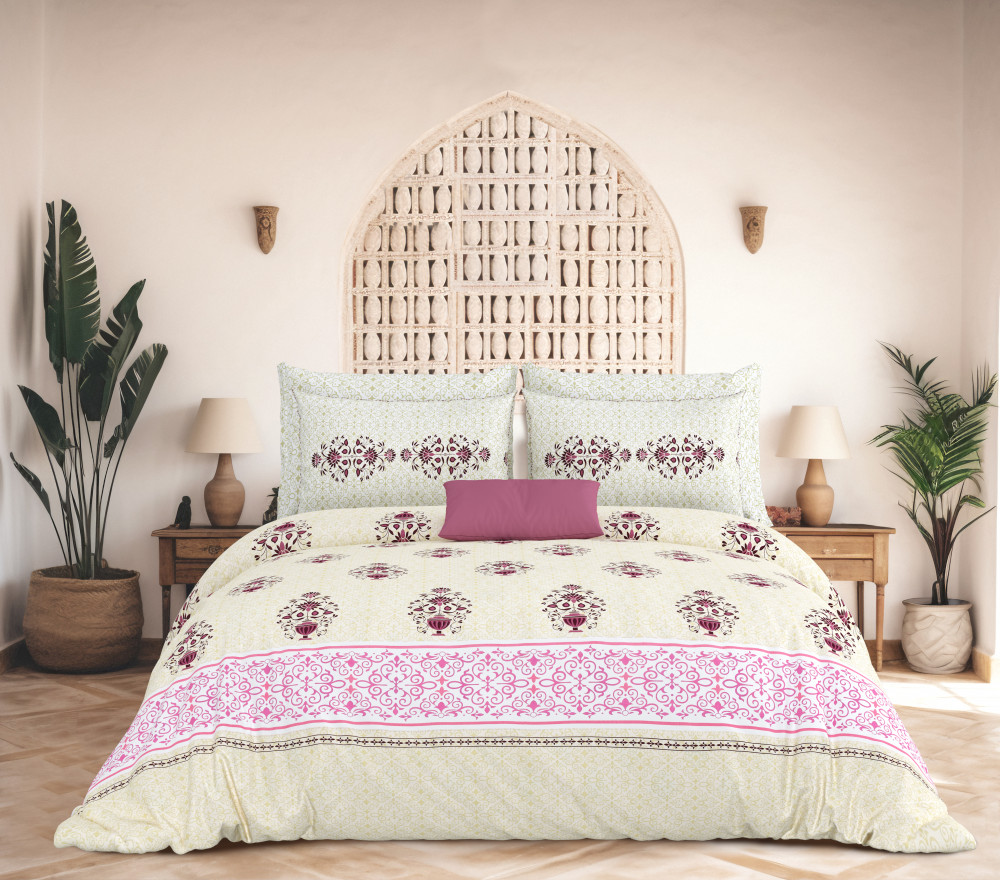 Image of Rajwada Floral Print 100% Cotton King Size Bedsheet With Two Pillow Cover Set