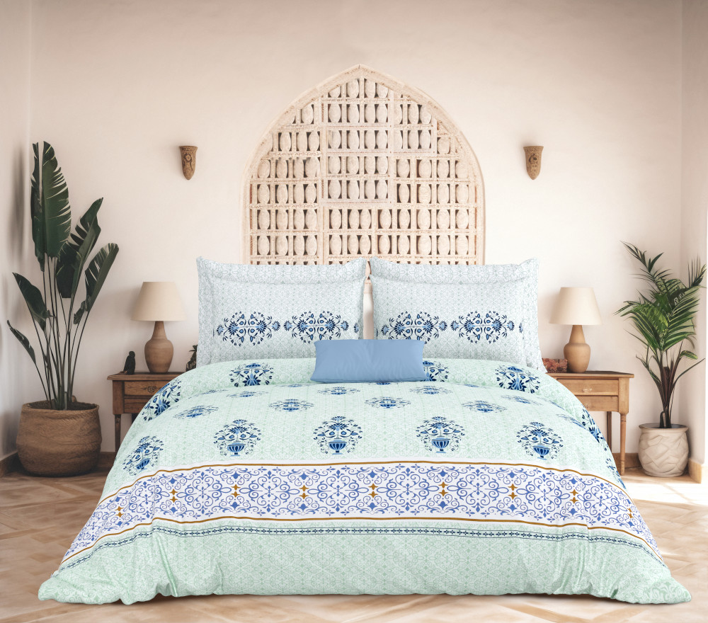 Image of Rajwada Floral Print 100% Cotton King Size Bedsheet With Two Pillow Cover Set