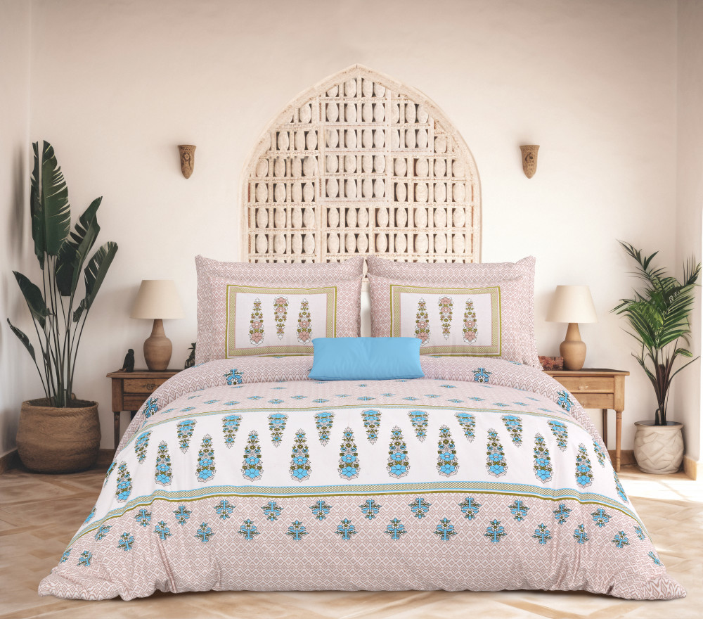 Image of Rajwada Floral Print 100% Cotton King Size Bedsheet With Two Pillow Cover Set