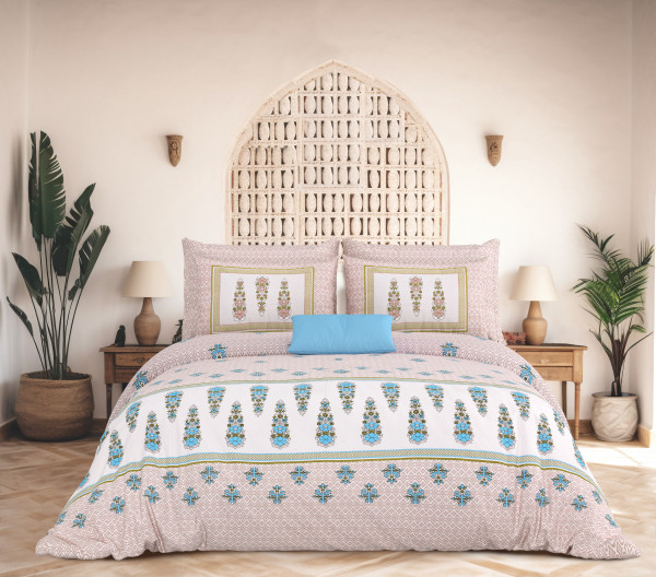 Rajwada Floral Print 100% Cotton King Size Bedsheet With Two Pillow Cover Set