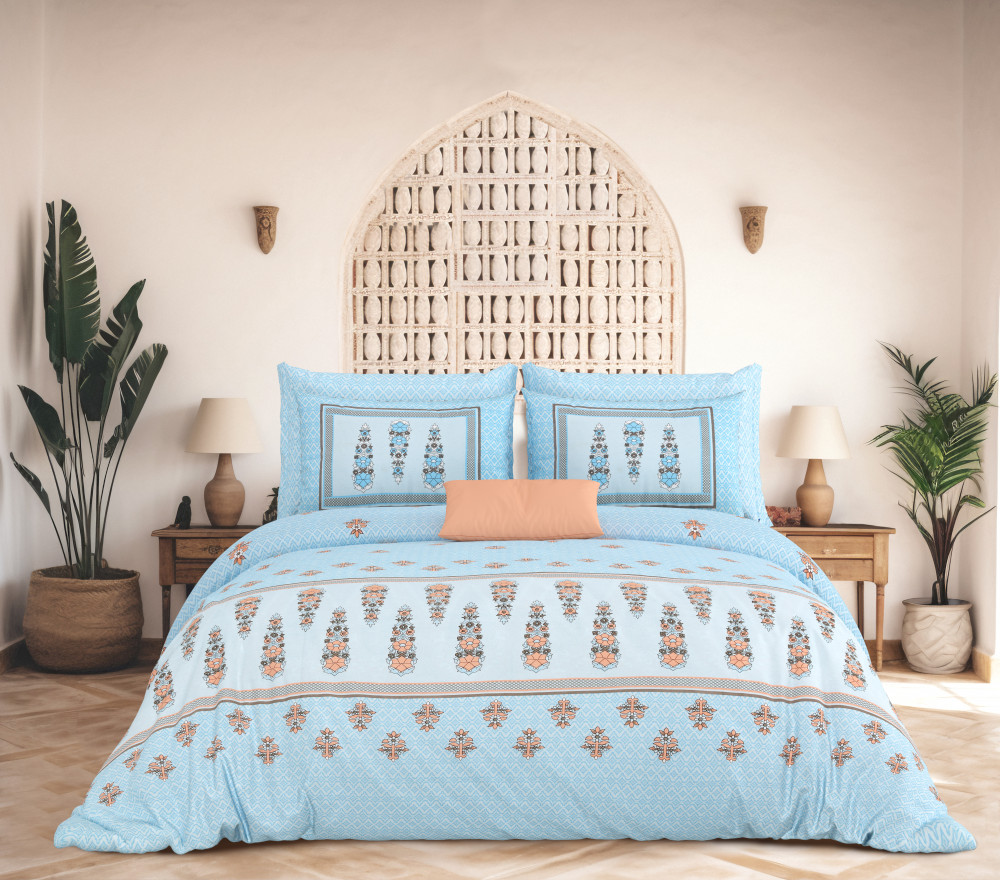 Image of Rajwada Floral Print 100% Cotton King Size Bedsheet With Two Pillow Cover Set