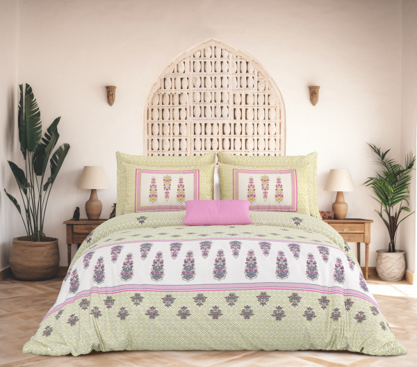 Rajwada Floral Print 100% Cotton King Size Bedsheet With Two Pillow Cover Set