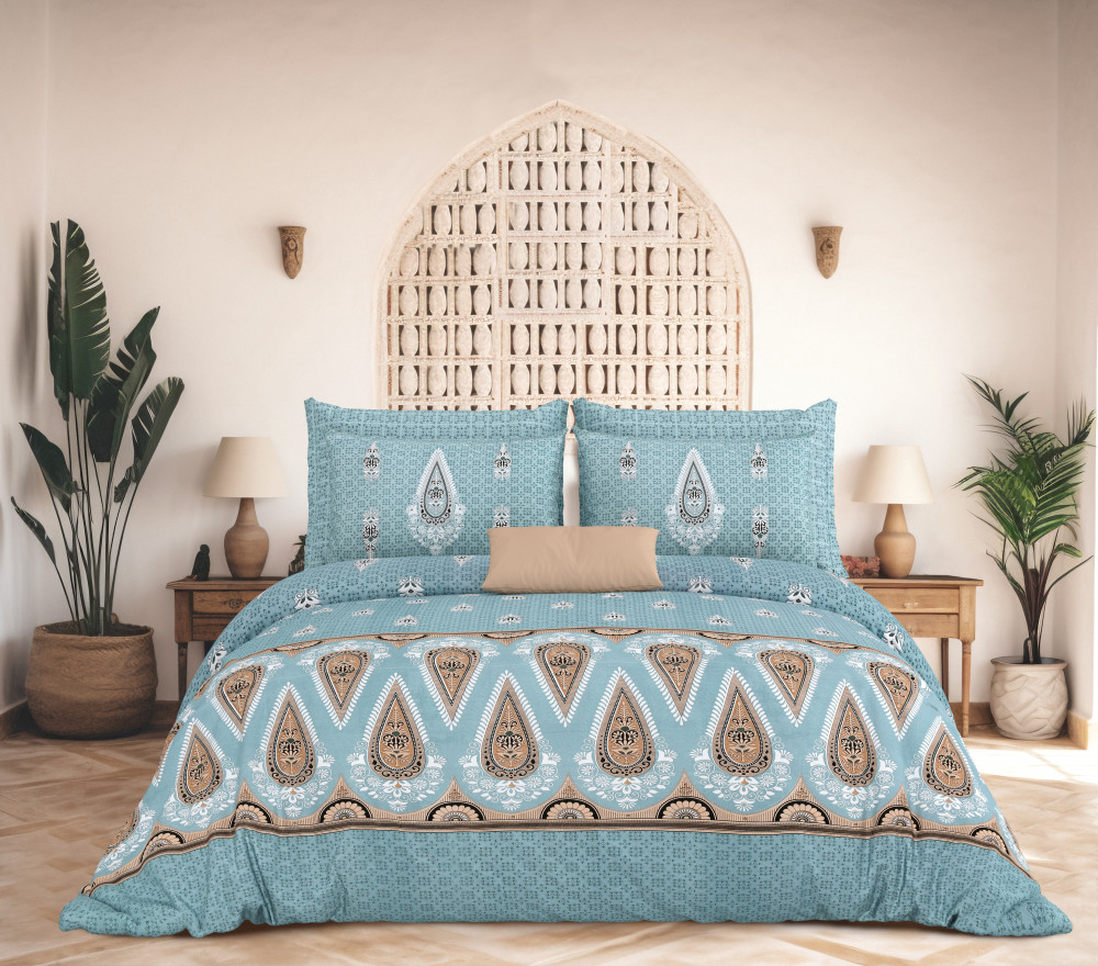 Image of Rajwada Floral Print 100% Cotton King Size Bedsheet With Two Pillow Cover Set