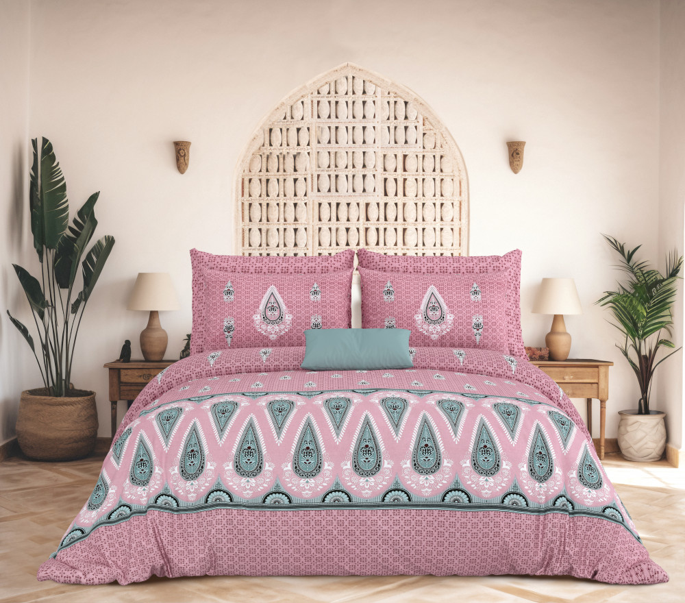 Image of Rajwada Floral Print 100% Cotton King Size Bedsheet With Two Pillow Cover Set