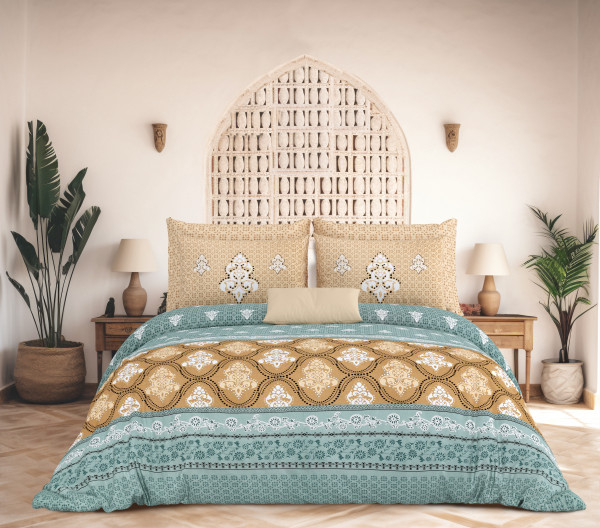 Rajwada Floral Print 100% Cotton King Size Bedsheet With Two Pillow Cover Set