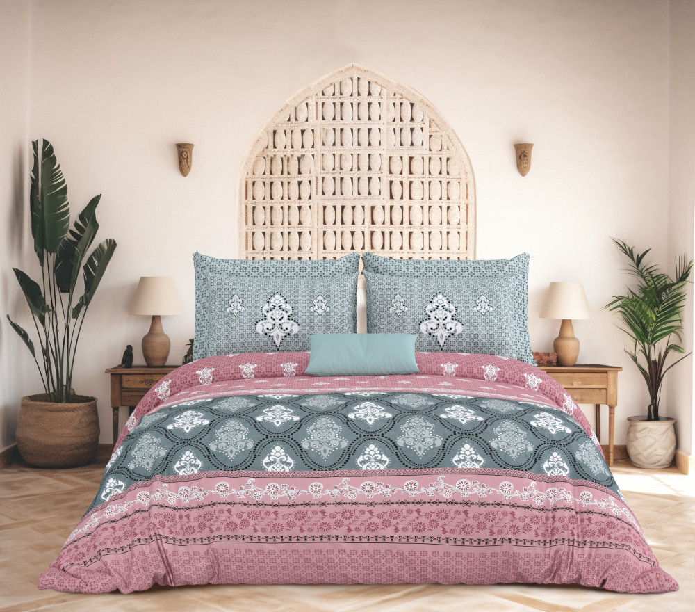 Image of Rajwada Floral Print 100% Cotton King Size Bedsheet With Two Pillow Cover Set