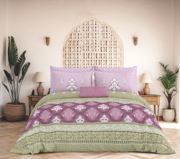 Rajwada Floral Print 100% Cotton King Size Bedsheet With Two Pillow Cover Set