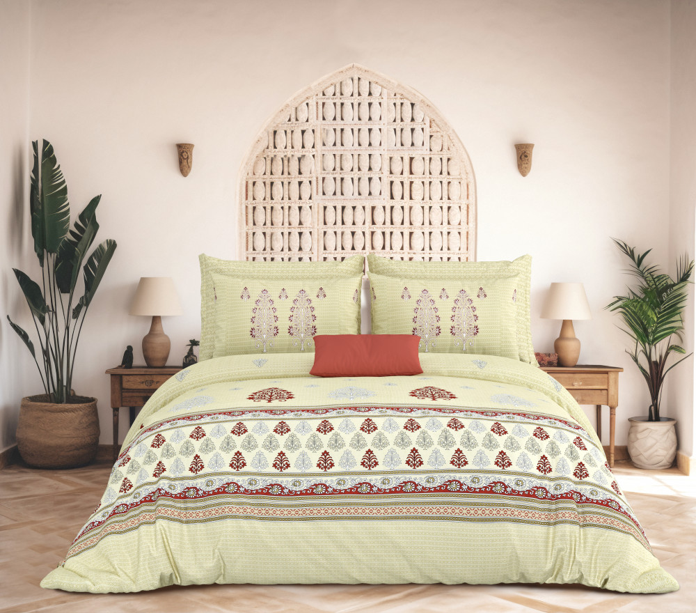 Image of Rajwada Floral Print 100% Cotton King Size Bedsheet With Two Pillow Cover Set