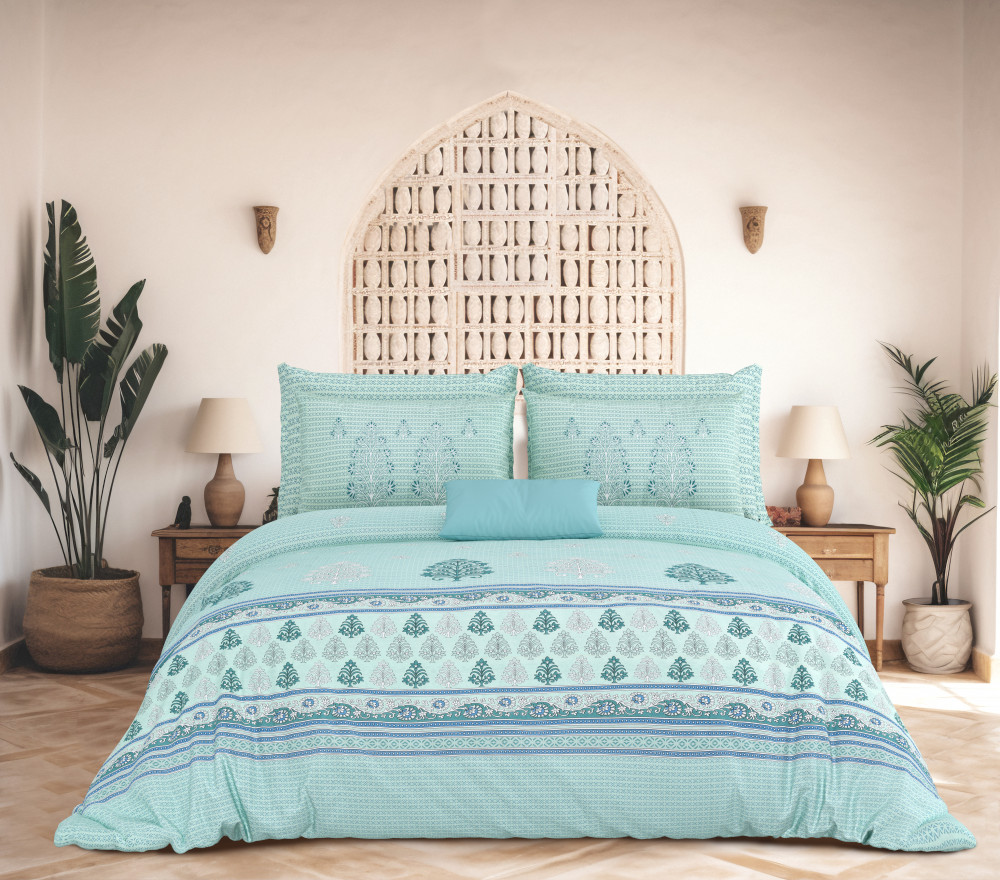 Image of Rajwada Floral Print 100% Cotton King Size Bedsheet With Two Pillow Cover Set