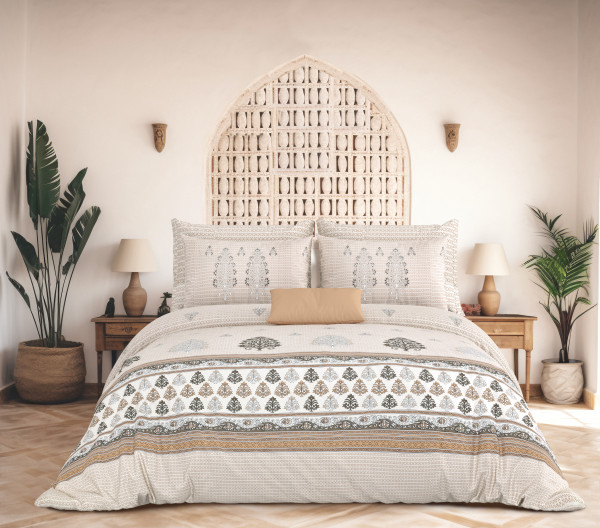 Rajwada Floral Print 100% Cotton King Size Bedsheet With Two Pillow Cover Set