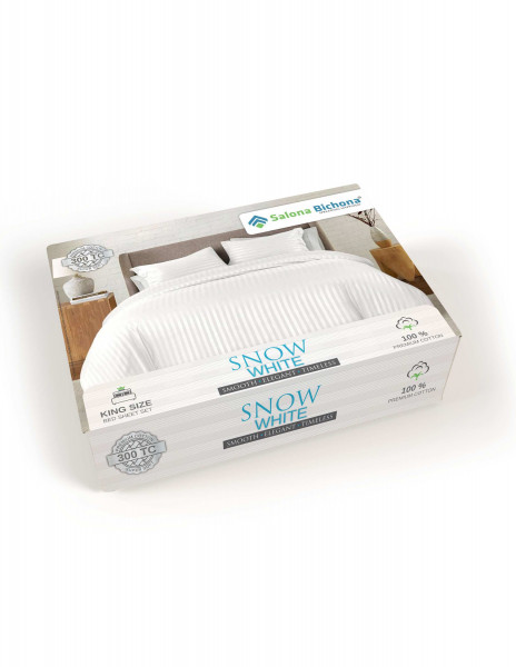 SHOW WHITE Collection KING SIZE Bedsheet With Two Pillow Cover Set of 18 Bedsheet