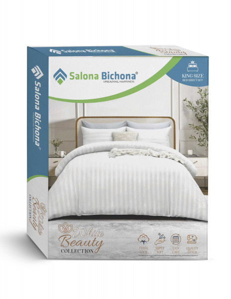 WHITE BEAUTY Collection KING SIZE Bedsheet With Two Pillow Cover Set of 18 Bedsheet
