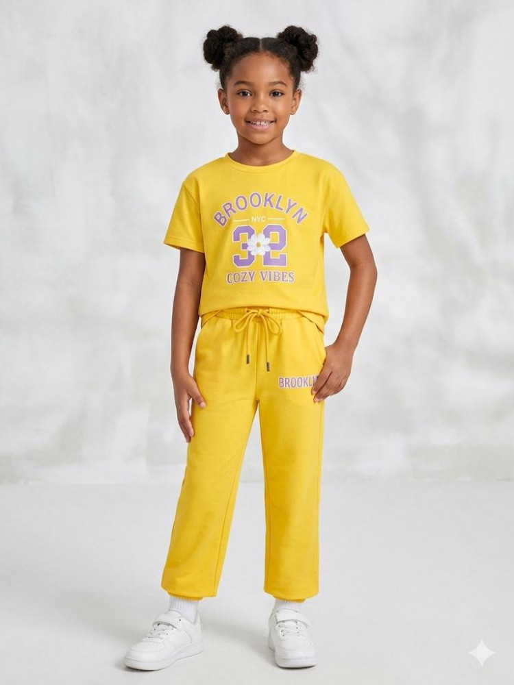 Image of BRIGHT YELLOW COLOR GIRLS CORD SET