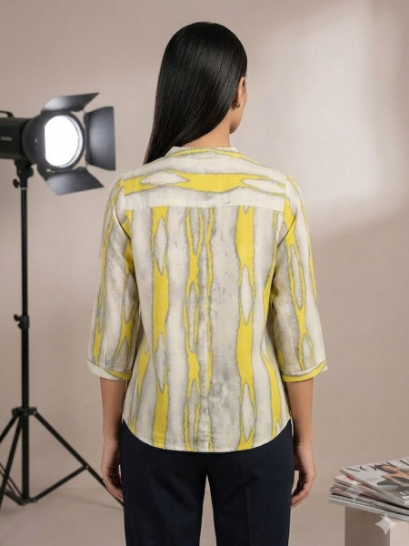 MUSTARD YELLOW & SLATE GREY COLOR TOP