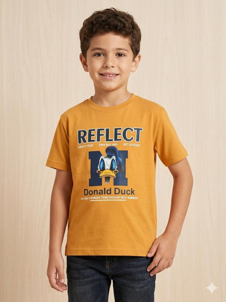 Image of MUSTARD COLOR BOYS PRINTED T-SHIRT