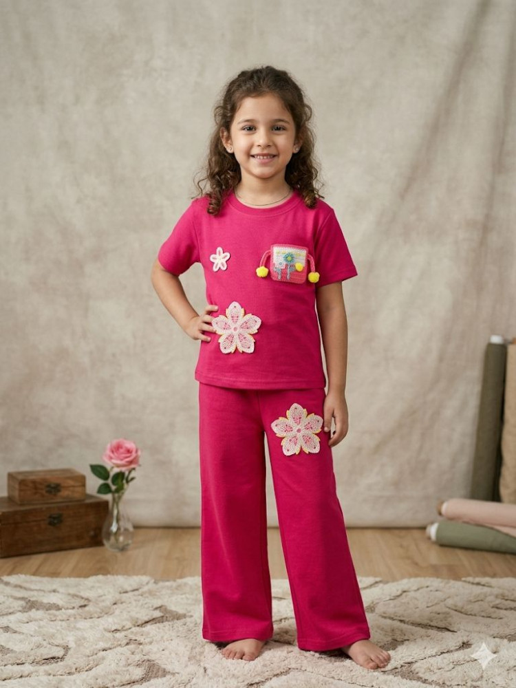 Image of VIBRANT MAGENTA GIRLS CORD SET