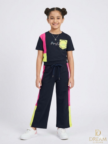 DARK NAVY COLOR GIRLS CORD SET