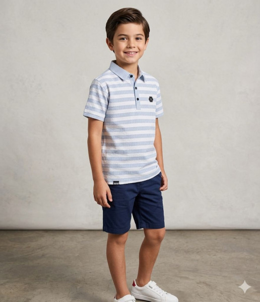 SKY & WHITE COLLAR BOYS T-SHIRT