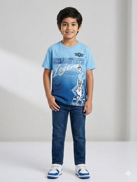 SKY BLUE PRINTED BOYS T-SHIRT