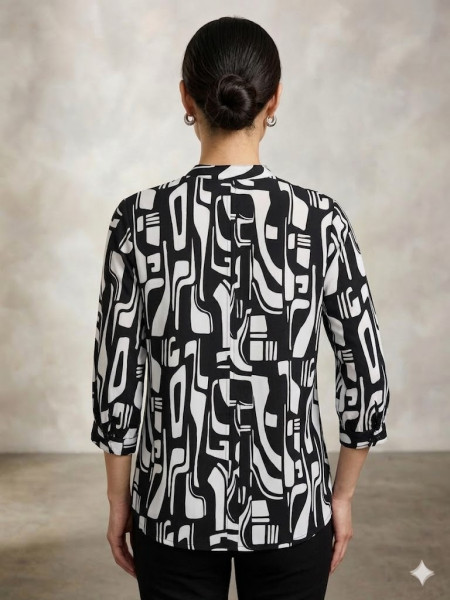 WHITE & BLACK COLOR PRINTED TOP