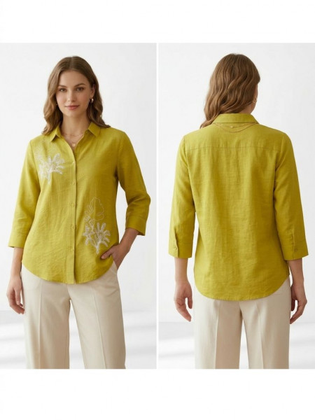 CHARTREUSE LINEN BLEND SHIRT