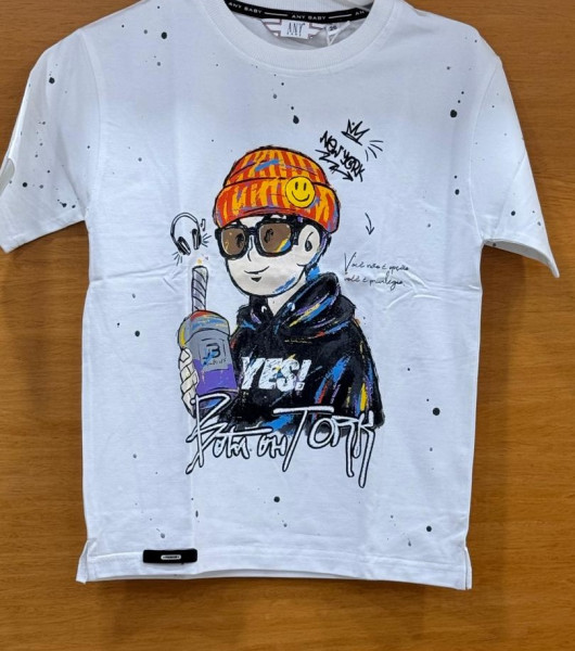 WHITE CREW NECK GRAPHIC T-SHIRT