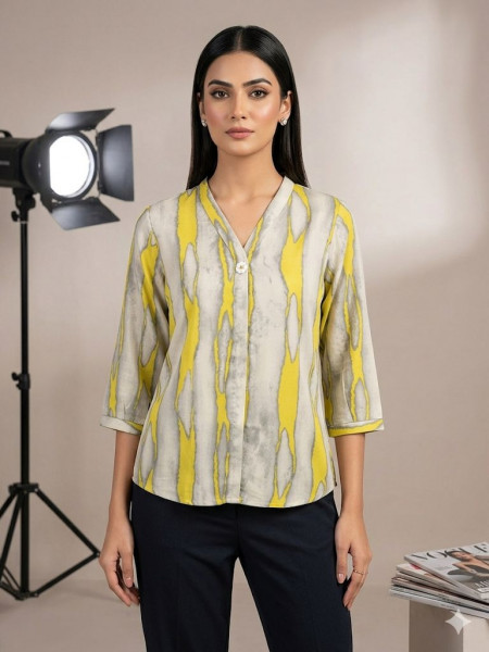 MUSTARD YELLOW & SLATE GREY COLOR TOP