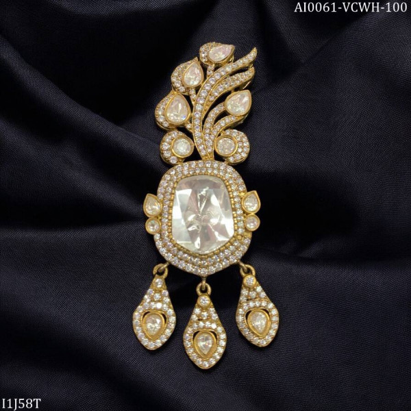 Beautiful  Moissanite Polki Brooch