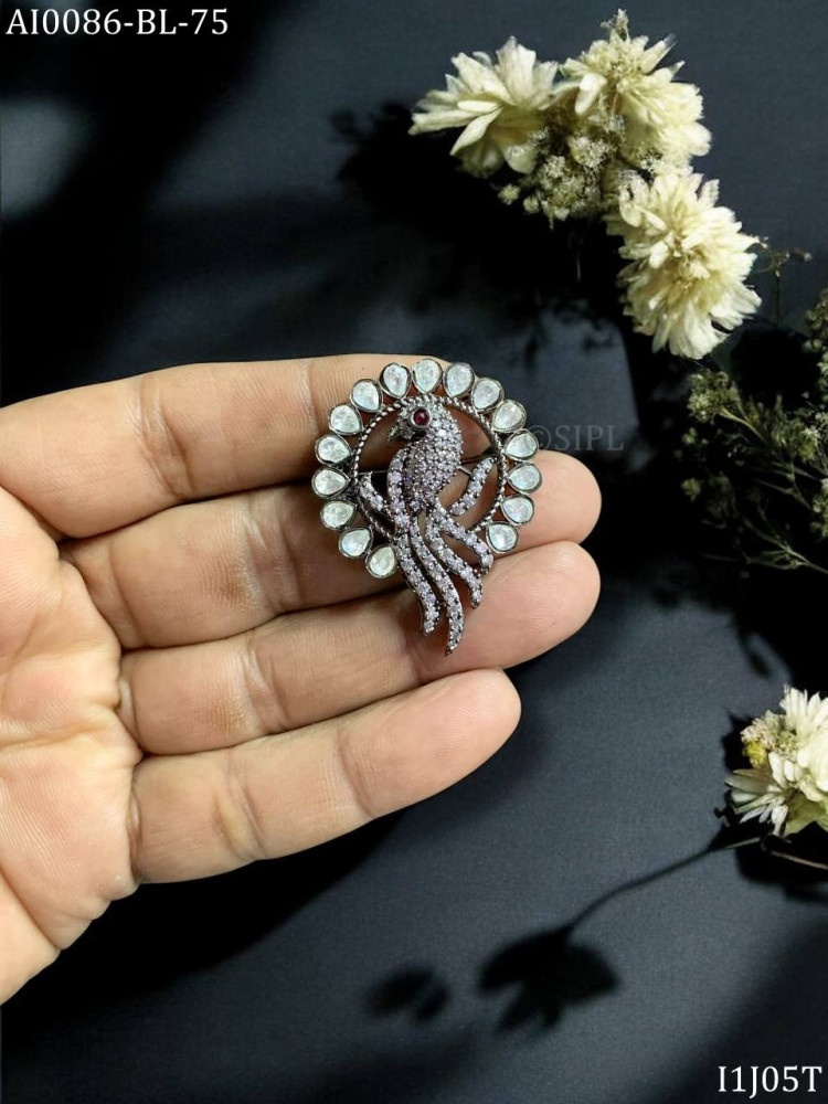 Image of Moissanite bird brooch