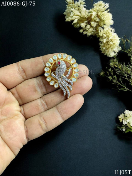 Moissanite bird brooch