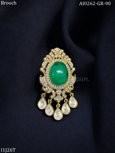 Beautiful Moissanite Polki Brooch