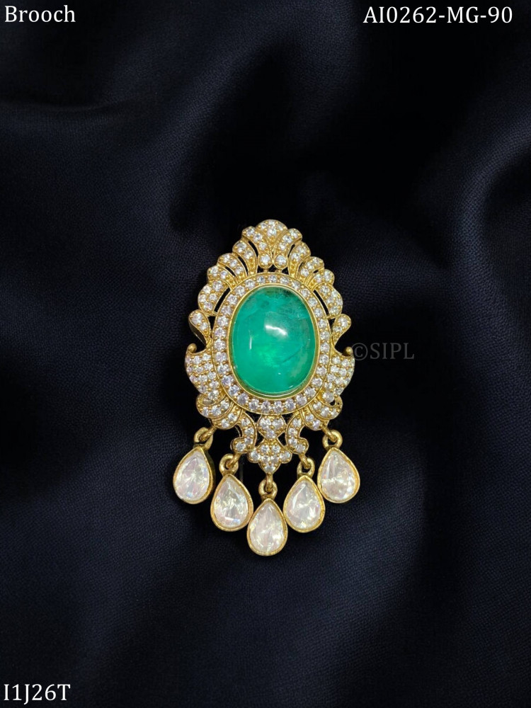 Image of Beautiful Moissanite Polki Brooch