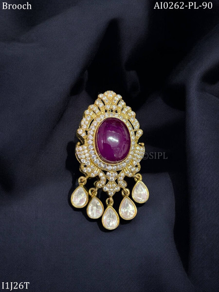 Beautiful Moissanite Polki Brooch
