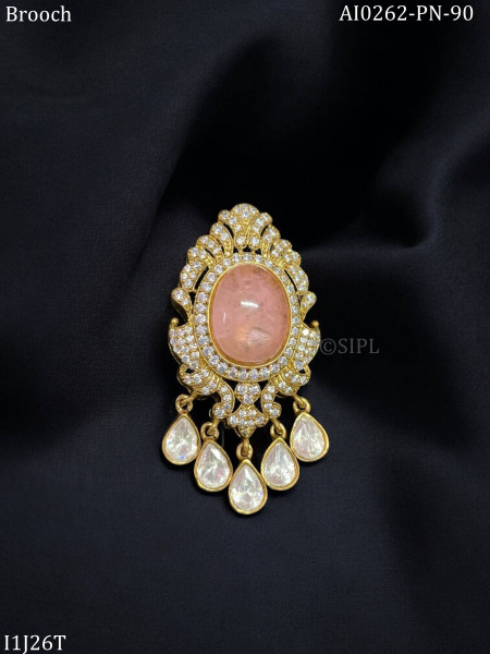 Beautiful Moissanite Polki Brooch