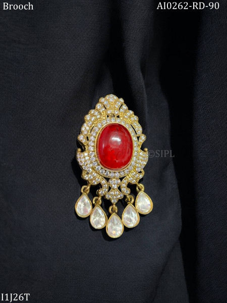 Beautiful Moissanite Polki Brooch