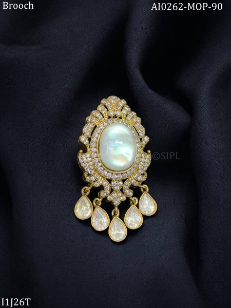 Beautiful Moissanite Polki Brooch
